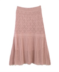 Long lace-up knit skirt