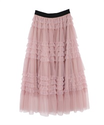 Long tiered frill skirt(Pink-Free)