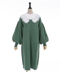 Cross collar knit dress(Green-Free)