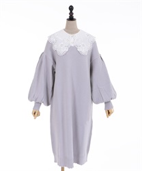 Cross collar knit dress(Lavender-Free)