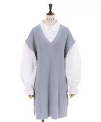 Mini layered vest dress(Saxe blue-F)