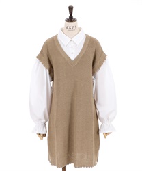 Mini layered vest dress(Beige-F)