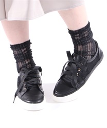 Low -cut lace sneakers(Black-S)