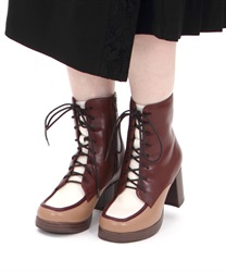 Color scheme racing up boots(Brown-S)