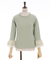 Volume embroidery tulle pullover(Green-F)