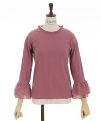 Volume embroidery tulle pullover(Pink-F)