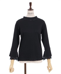 Lace layered sleeve melodic Pullover(Black-F)