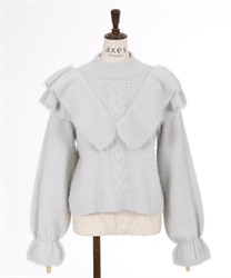 Frill feather knit(Grey-Free)