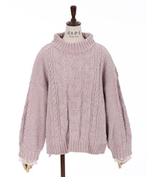 Velor knit pullover(Pale pink-Free)