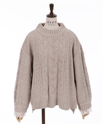 Velor knit pullover(Greige-Free)