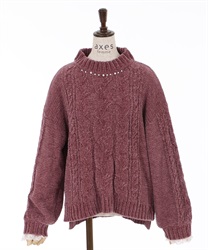 Velor knit pullover(Pink-Free)