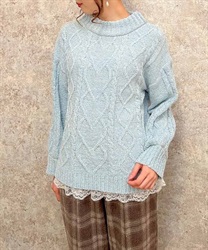 Hem lace velor mall knit(Saxe blue-F)
