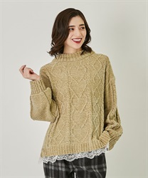 Hem lace velor mall knit(Green-F)