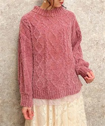 Hem lace velor mall knit(Pink-F)