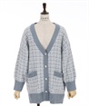 Tweed knit cardigan(Saxe blue-F)