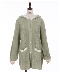 Bicolor knit coat(Green-F)
