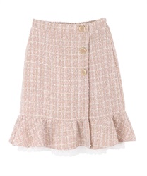 Check tweed frill skirt(Pink-Free)