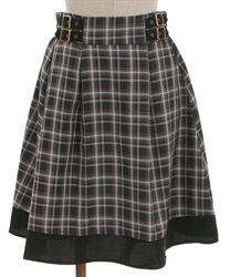 Belt design check Skirt(Black-F)