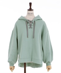 Lace-up parka pullover(Green-Free)