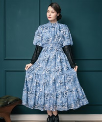 Organdy flower Dress(Saxe blue-F)