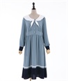 Long bicolor sailor dress(Saxe blue-F)