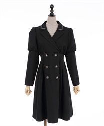 Double buttons irregular dress(Black-F)