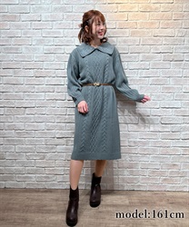 【Time Sale】Knit one-piece with collar design