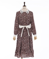 【Time Sale】Small flower one-piece(Brown-Free)