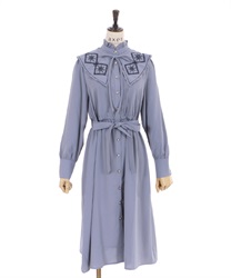 Embroidery collar one-piece(Blue-F)