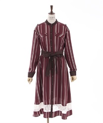 Regimental pattern Dress(Wine-F)