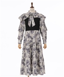 Gradient rose pattern Dress(Grey-F)