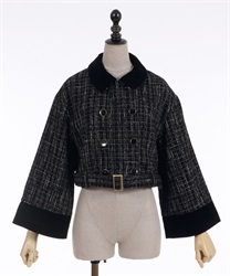 Bell Sleeve Tweed Jacket(Black-F)