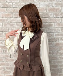Flower embroidery lace-up vest
