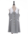 Long lacy collar vest(Grey-F)
