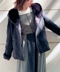 Short coat with fur(Black-F)