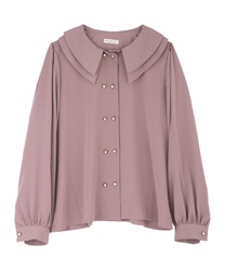 Double collars blouse(Pink-Free)