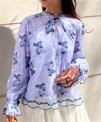 2WAY tulle embroidery Blouse
