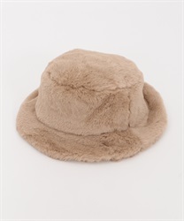 Basket hat in fake fur(Beige-M)