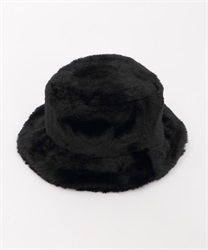 Basket hat in fake fur(Black-M)