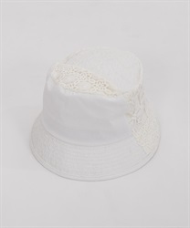 Lacy patch work basket hat(White-M)