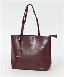 2WAY tote Bag with bottom tuck(Brown-F)
