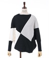 Panel pattern knit Pullover(Black-F)