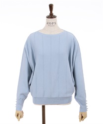 Pearl sleeves Doreman Knit Pullover(Blue-F)