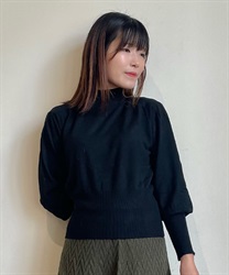 Volume sleeve knit Pullover(Black-F)