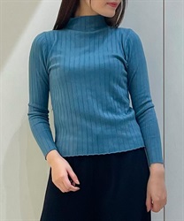 Bottle neck rib knit Pullover(Blue-F)