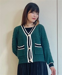 Color scheme line knit cardigan