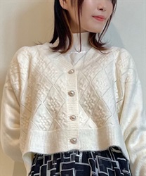 Pearl button JQ brushed knit cardde(Ecru-F)