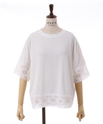 T -shirt with lace(White-F)