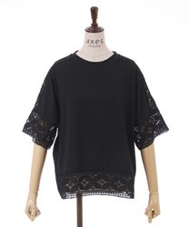T -shirt with lace(Black-F)