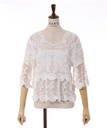 Lace Turu embroidery Pullover(White-F)